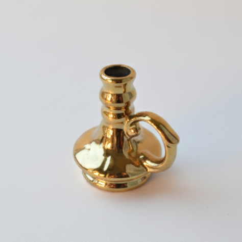 Gold Ceramic Candle Holder with Side Handle