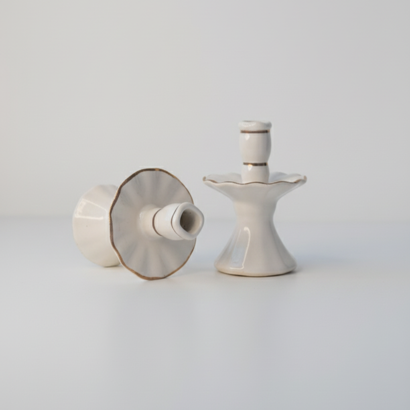 White Ceramic Ballerina Candle Holder