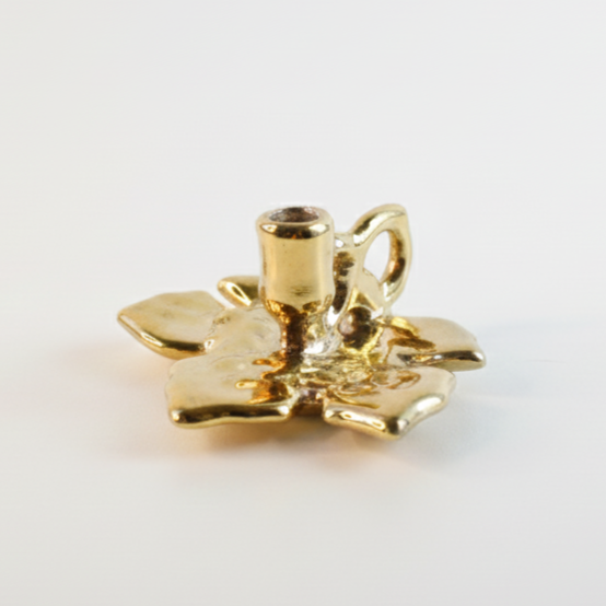 Gold Ceramic Leaf Candle Holder
