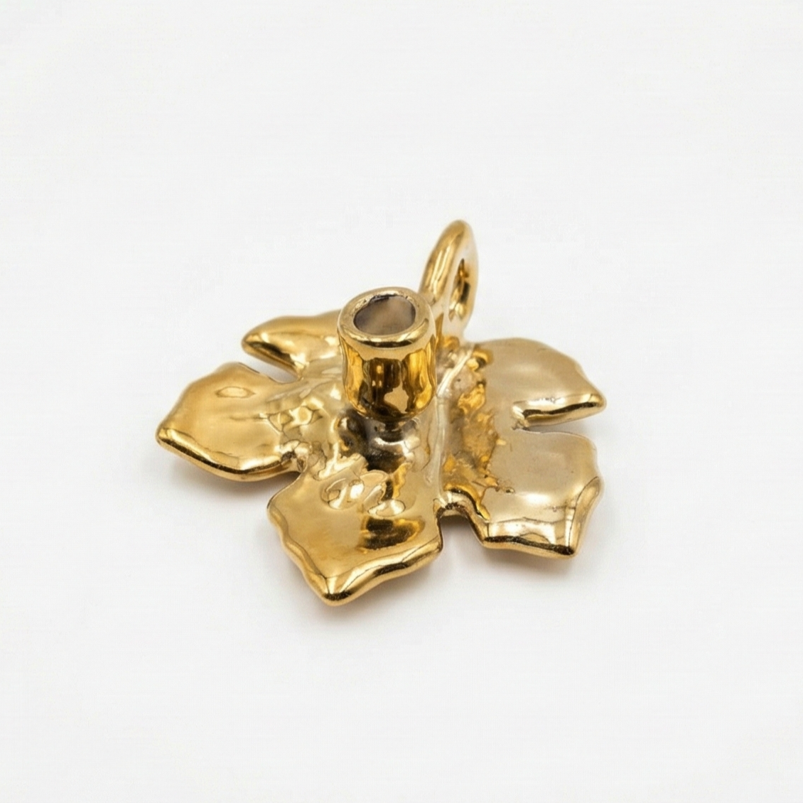 Gold Ceramic Leaf Candle Holder