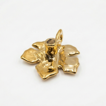 Gold Ceramic Leaf Candle Holder