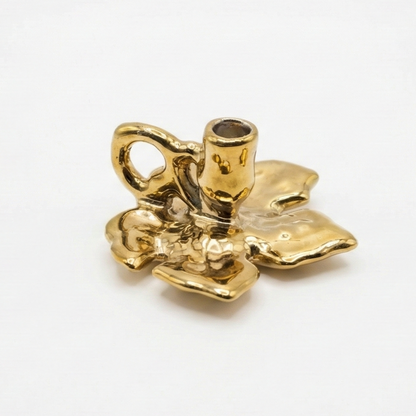 Gold Ceramic Leaf Candle Holder