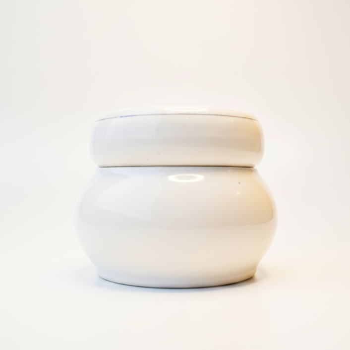 White Ceramic Prosphora Vessel with Relief Ornament