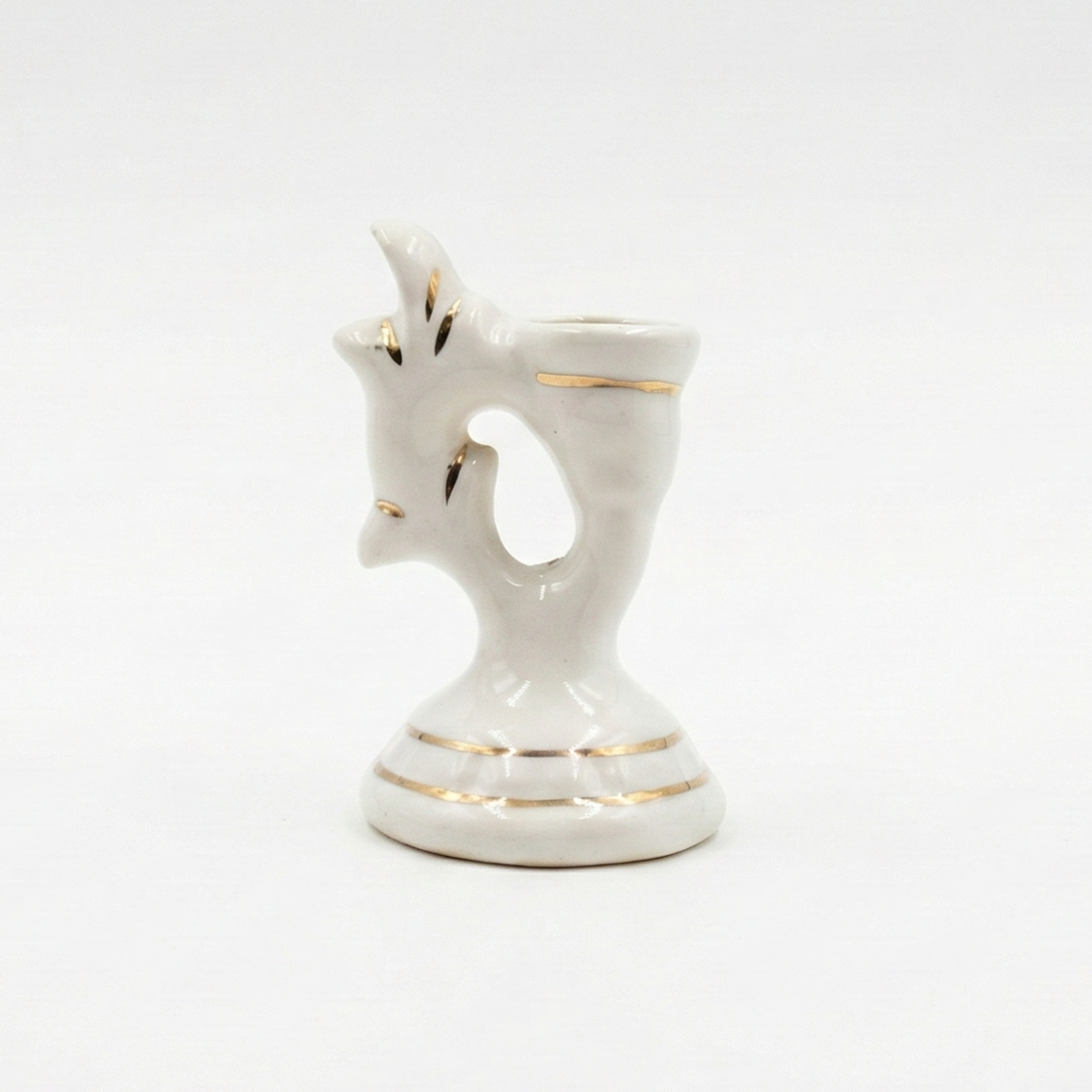 White Ceramic Queen Candle Holder