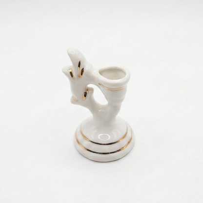 White Ceramic Queen Candle Holder