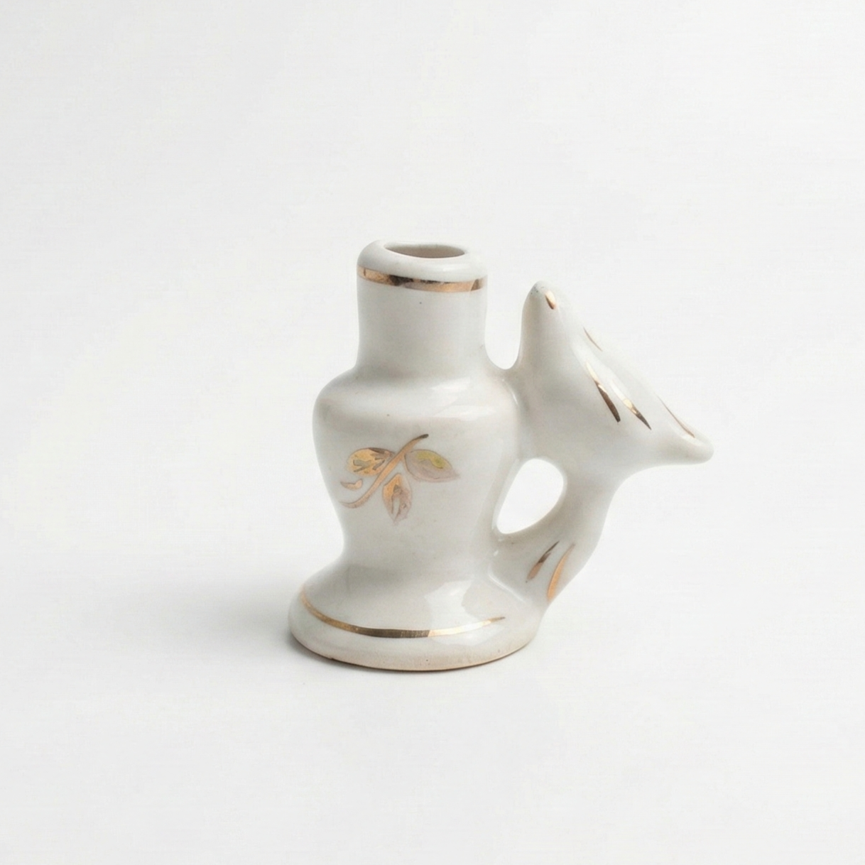 White Ceramic Candle Holder with Dove