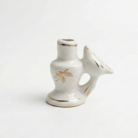 White Ceramic Candle Holder with Dove