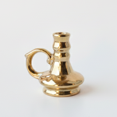 Gold Ceramic Candle Holder with Side Handle