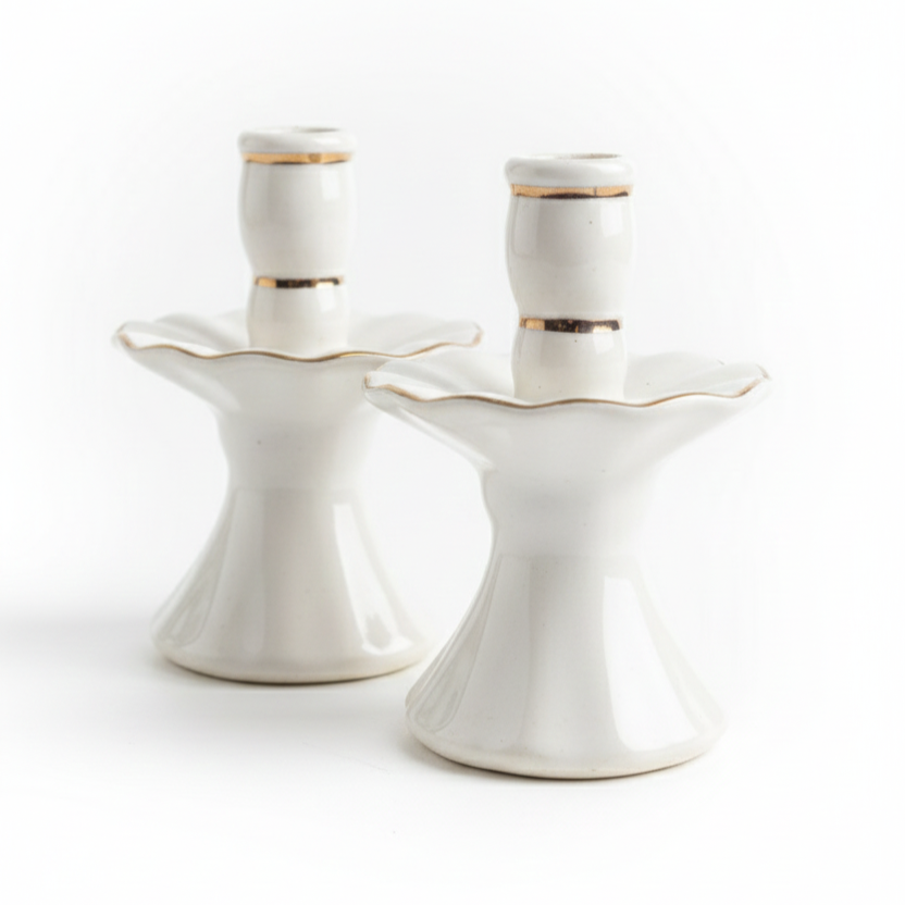White Ceramic Ballerina Candle Holder