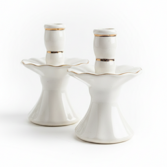 White Ceramic Ballerina Candle Holder