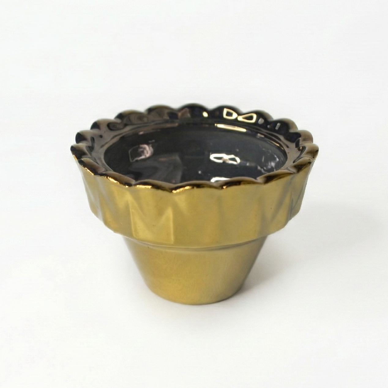 Small Gold-Glazed Ceramic Lampada Glass