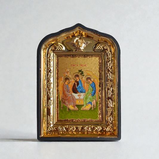 Holy Trinity icon in plastic frame 14x10 cm