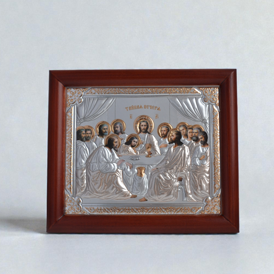 Last Supper Silver Icon in Kiot 18x21 cm