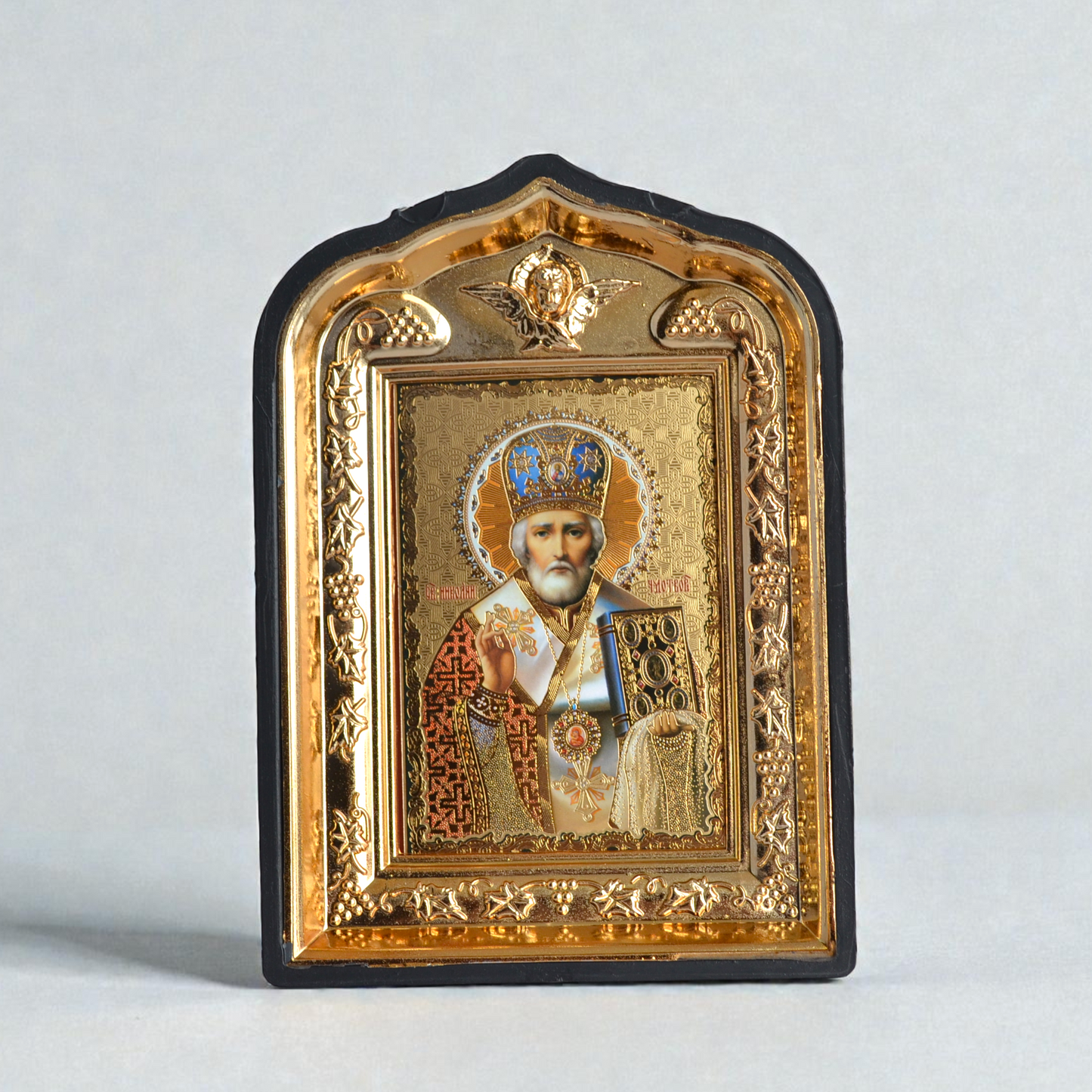 Saint Nicholas the Wonderworker icon in plastic frame 14x10 cm