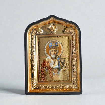 Saint Nicholas the Wonderworker icon in plastic frame 14x10 cm