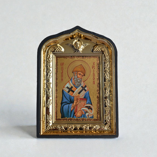Saint Spyridon icon in plastic frame 14x10 cm ФОТО