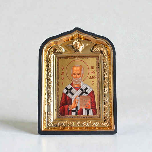 Saint Nicholas the Hierarch icon in plastic frame 14x10 cm