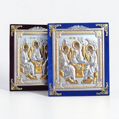 Holy Trinity Icon in Velvet Frame 18x21 cm
