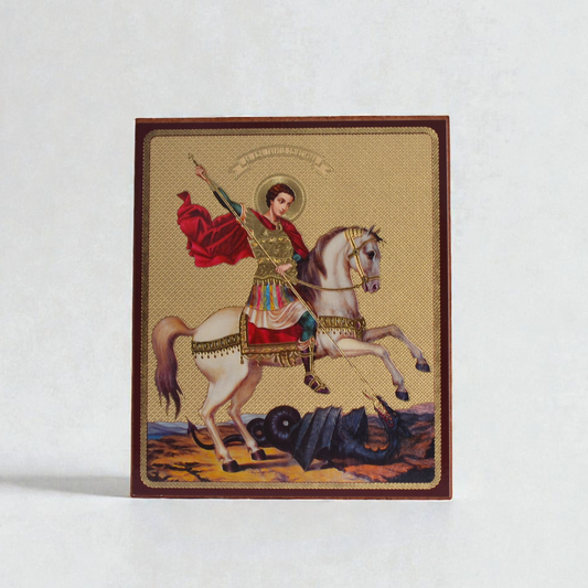 Saint George the Victorious Icon on Wood 10x12 cm