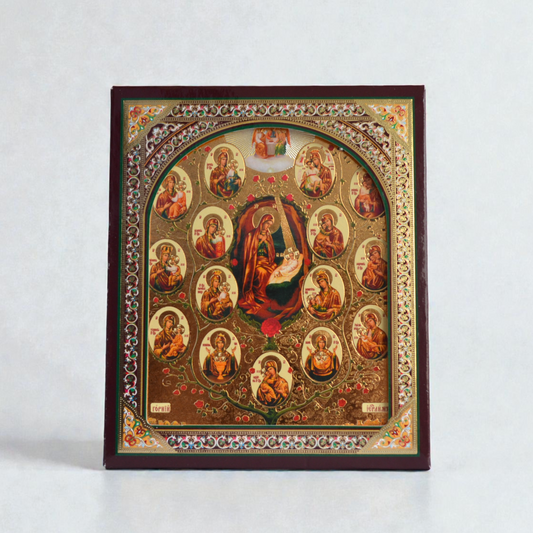 Tree of the Holy Mother of God icon on wood 10x12 cm