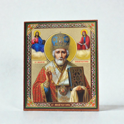 Saint Nicholas Icon on Wood 10x12 cm