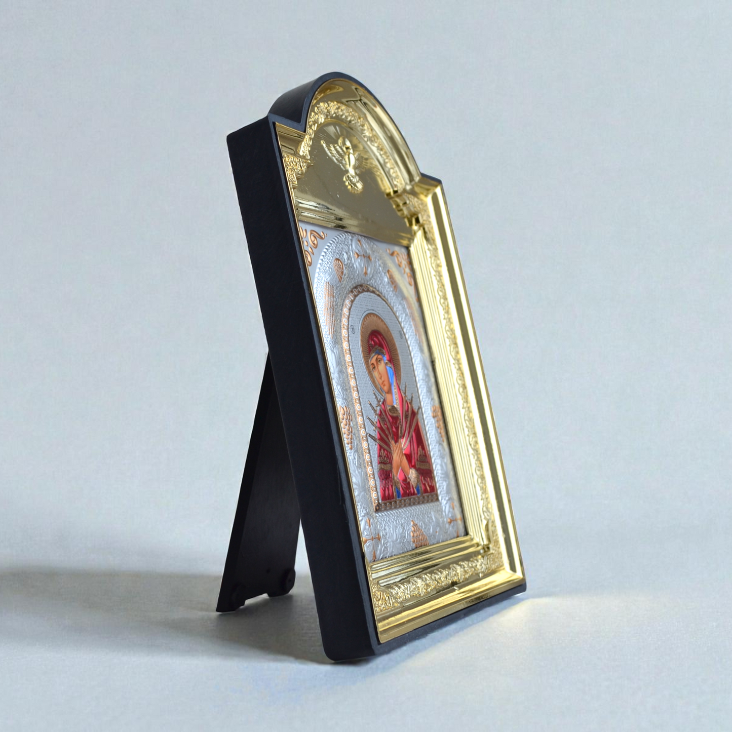 Seven Arrows Virgin Mary Icon in plastic frame