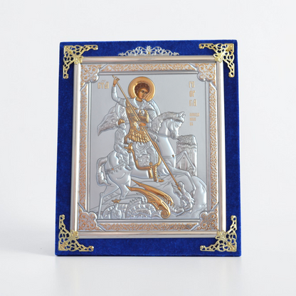 Saint George the Victorious Icon in Velvet Frame 18х21