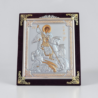 Saint George the Victorious Icon in Velvet Frame 18х21