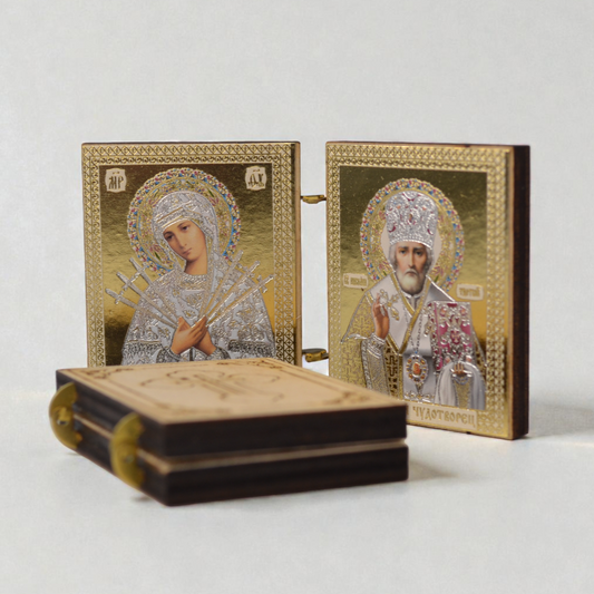 Seven Arrows Virgin Mary and Saint Nicholas Pocket Diptych