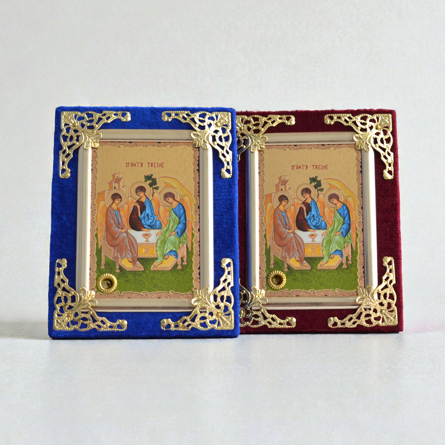 Holy Trinity Icon in Velvet Frame 9x12 cm