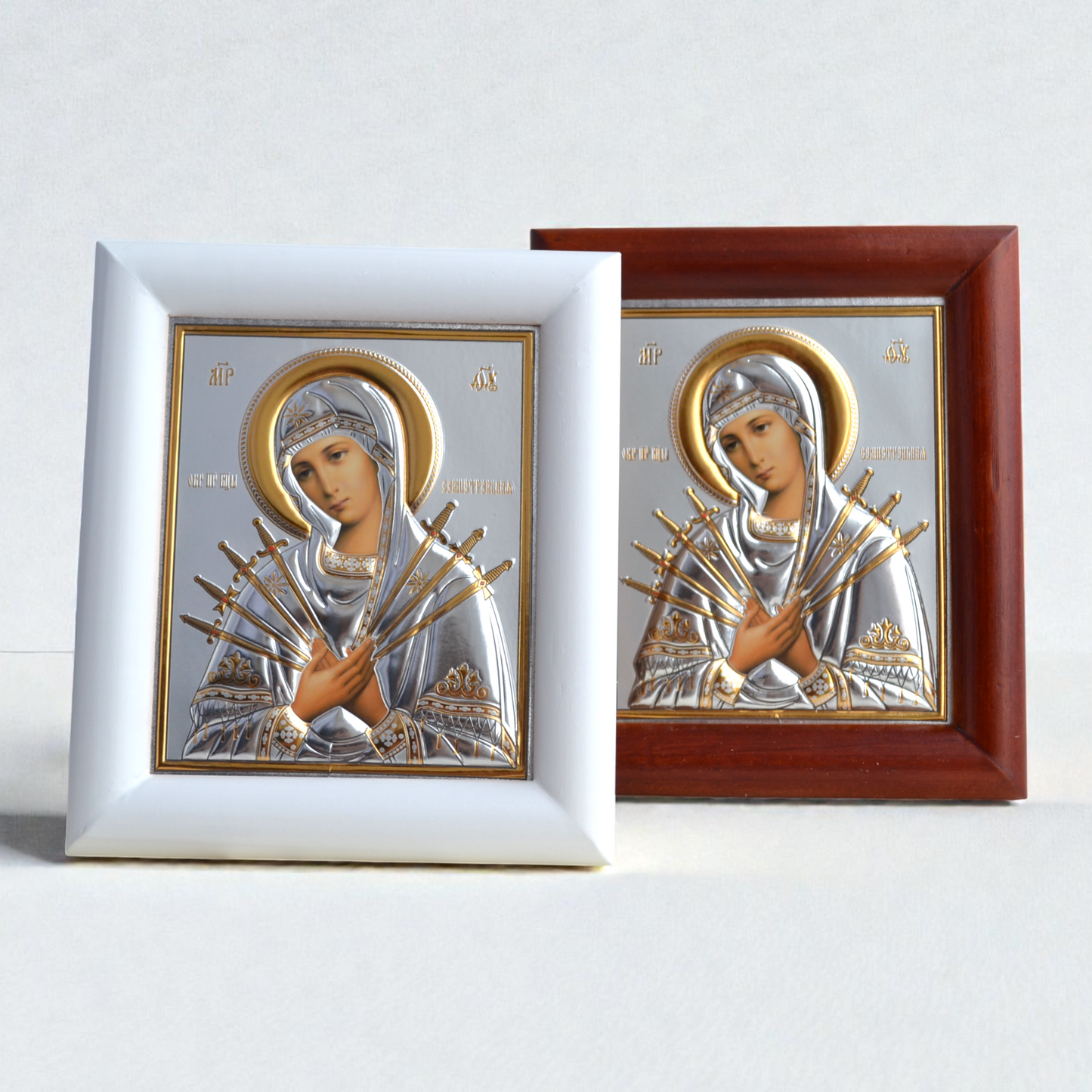 Seven Arrows Virgin Mary Icon in Kiot 13х15