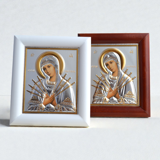 Seven Arrows Virgin Mary Icon in Kiot 13х15