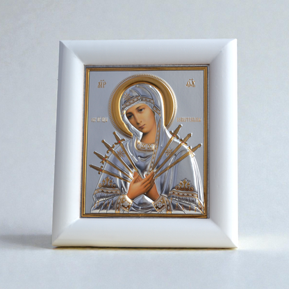 Seven Arrows Virgin Mary Icon in Kiot 13х15