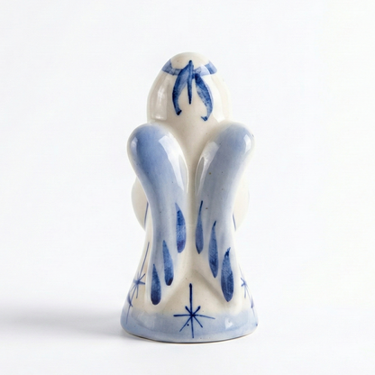 Ceramic Girl Candle Holder with Gzhel Painting